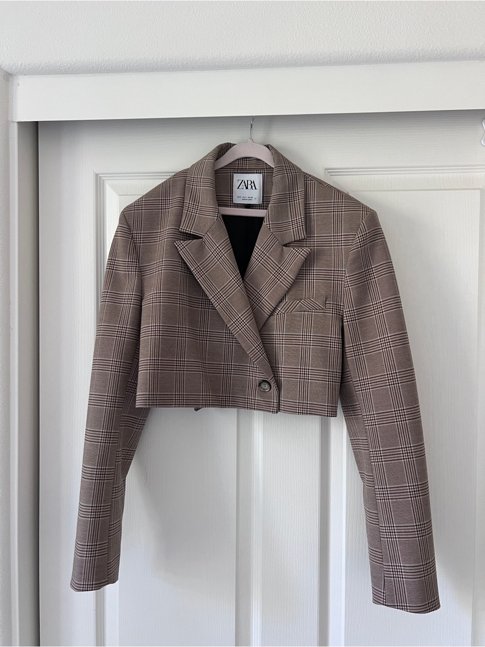 ZARA Cropped Plaid Blazer